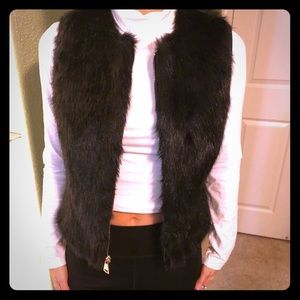 BEBE Fox fur leather vest